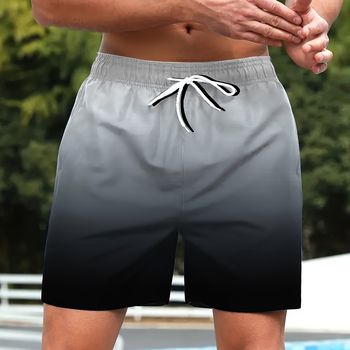 Pantalones cortos casuales y elegantes para hombre con degradado de color, con cordón y bolsillos, ideales para la playa de verano y las vacaciones.