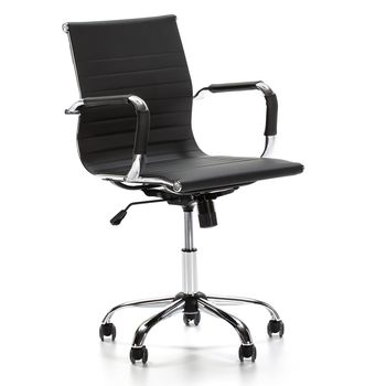 Sillón de oficina reclinable negro, piel sintética, altura ajustable