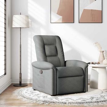 vidaXL Sillón reclinable de tela gris oscuro