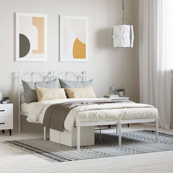 vidaXL Estructura cama sin colchón con cabecero metal blanco 120x190cm