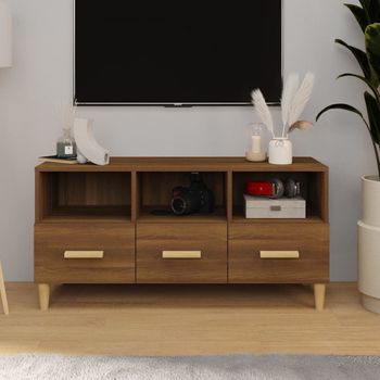 vidaXL Mueble para TV madera contrachapada roble marrón 102x36x50 cm