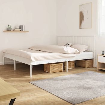 vidaXL Estructura cama sin colchón con cabecero metal blanco 183x213cm