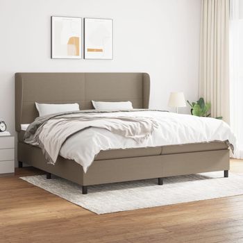 vidaXL Cama box spring con colchón tela gris taupe 200x200 cm