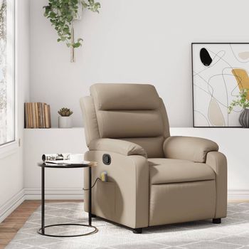 vidaXL Sillón de masaje reclinable cuero sintético color capuchino