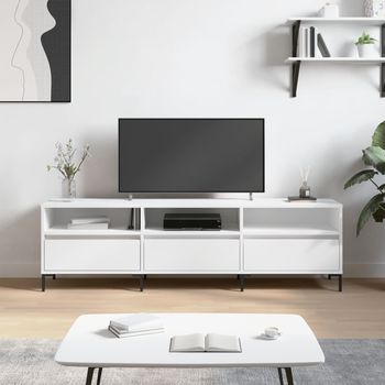 vidaXL Mueble de TV madera contrachapada blanco 150x30x44,5 cm