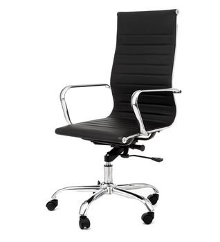 Silla de oficina en polipiel negra cm. Al.48/56 x l.47 x p.45