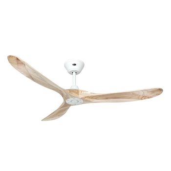 CasaFan 315214 Eco Genuino Ventilador de Techo con Mando a Distancia 14W 152cm Madera Natural/Blanco