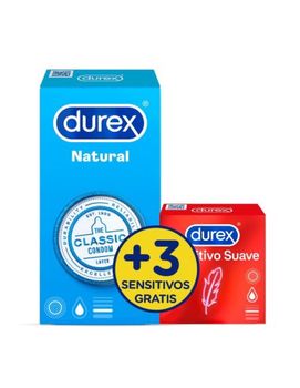 Durex Pack Preservativo Natural 12 Uds + Sensitivo Suave 3 Uds De Regalo - Durex