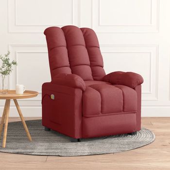 vidaXL Sillón de masaje de tela rojo tinto