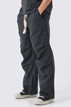 Pantalón Holgado Con Cintura Elástica Y Cordón Elástico En Contraste, Gris