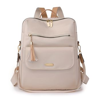 Bolso De Mochila Multifuncional, Adorno De Borla, Mochila De Día Para Viajeros, Bolso De Hombro Casual De Doble Uso, Mochila Escolar De Moda