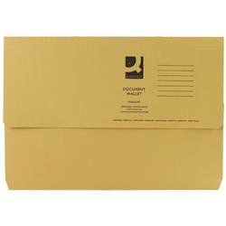 Q-Connect Document Wallet Foolscap Yellow (Pack of 50) Ref KF23017