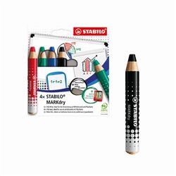 Stabilo Markdry Whiteboard Pencils x4 Assorted FOC x5 Black