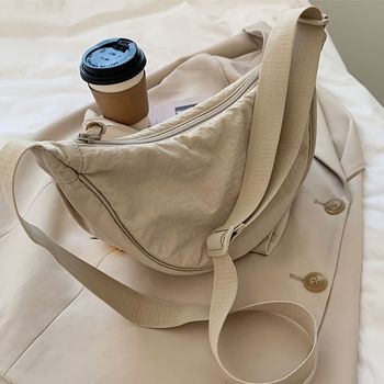 Bolso Casual Minimalista Con Cremallera En Forma De Media Luna, Bolso De Hombro Versátil Para Uso Diario, Bolso Deportivo