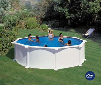 Piscina desmontable de acero blanco redonda gre ø 4,6 x 1,32 m