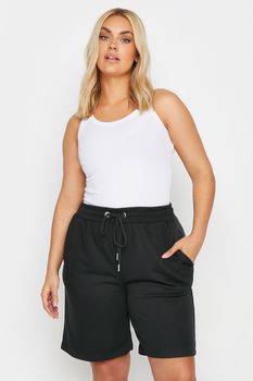 Joggers Cortos Algodón Negro, Mujer Curvy Y Tallas Grandes, Yours