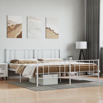 vidaXL Estructura cama sin colchón con estribo metal blanco 180x200 cm