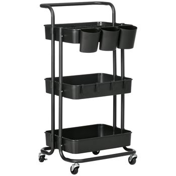 Carrito de cocina negro 42 x 38 x 86.5 cm