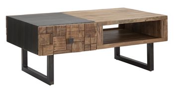 Mesa de centro de madera marrón con cajones cm 110x60x43