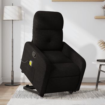 vidaXL Sillón reclinable de masaje elevable tela negro