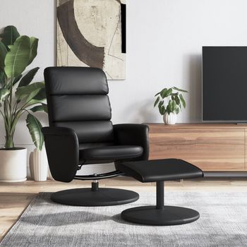 vidaXL Sillón reclinable con reposapiés cuero sintético negro