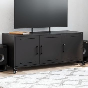 vidaXL Mueble para TV acero laminado en frío negro 100,5x39x43,5 cm