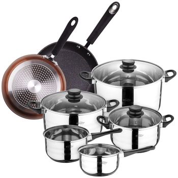 San Ignacio Toledo Batería de Cocina 8 Piezas + Set de 2 Sartenes Premium