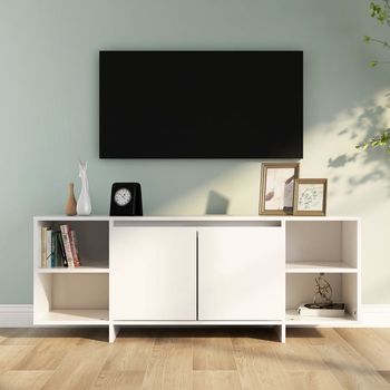 vidaXL Mueble para TV madera contrachapada blanco 130x35x50 cm