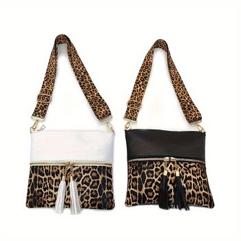 Bolso de hombro de moda con estampado de leopardo, bolso de mano y cartera casual para mujer