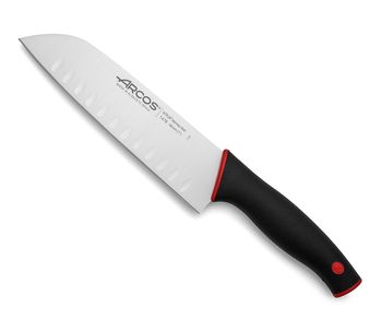 Cuchillo santoku con alveolos de 180 mm mango negro rojo