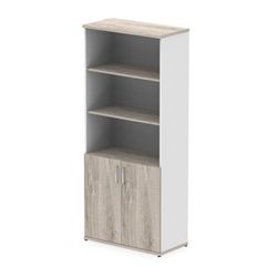 Impulse 2000mm Open Shelves Cupboard Grey Oak/White/Grey Oak Doors