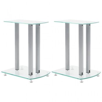 VidaXL Set de 2 Soportes para Altavoz Cristal Transparente/Plata