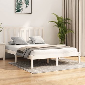 vidaXL Estructura cama doble sin colchón madera pino blanco 140x190 cm