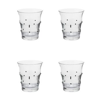 Juego de 4 vasos de agua de vidrio soplado transparente y negro h10