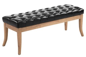 Banco con patas de madera y asiento en Simil cuero Negro