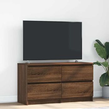 vidaXL Mueble para TV madera contrachapada marrón roble 100x35x54 cm