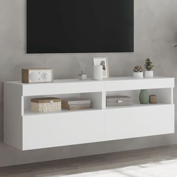 vidaXL Muebles de TV de pared con luces LED 2 uds blanco 60x30x40 cm