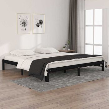 vidaXL Estructura de cama sin colchón madera de pino negro 200x200 cm