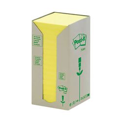 Post-it Notes Recycled Tower 76x76mm Canary Yellow (Pack of 16)