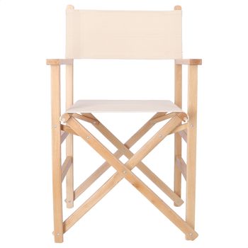 Silla de madera y lona crudo 51x46x86 cm