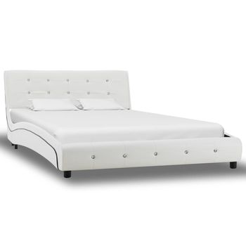 vidaXL Estructura de cama sin colchón cuero sintético blanco 120x200cm