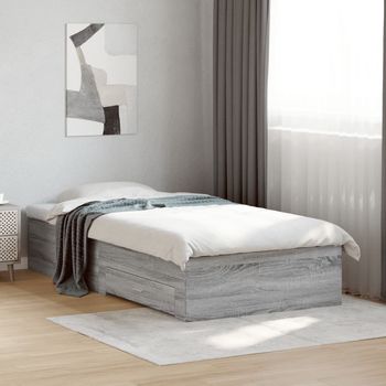 vidaXL Cama con cajones madera de ingeniería gris Sonoma 75x190 cm