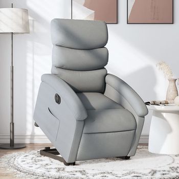 vidaXL Sillón eléctrico reclinable elevable de tela gris claro