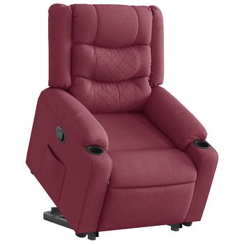 vidaXL Sillón reclinable elevable tela rojo tinto