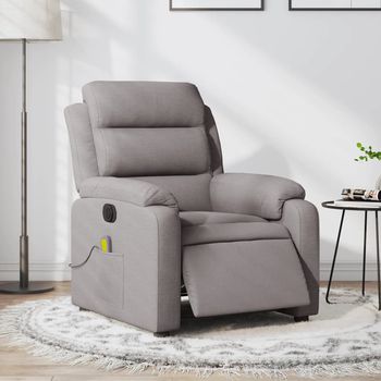 vidaXL Sillón reclinable de masaje eléctrico tela gris taupe