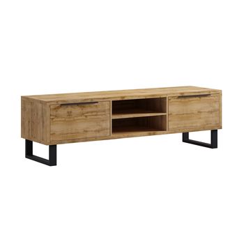 Mueble tv 2 cajones 180 cm estratificado marrón metal