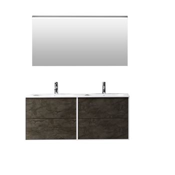 Mueble de baño 4 piezas doble bañera en melamina oxido