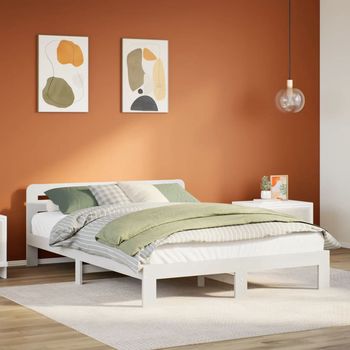 vidaXL Estructura de cama sin colchón madera de pino blanco 135x190 cm