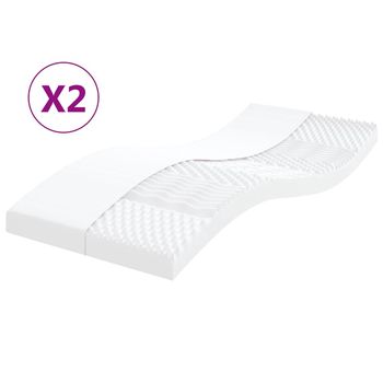 vidaXL Colchones de espuma 2 uds 7 zonas dureza 20 ILD 100x200 cm