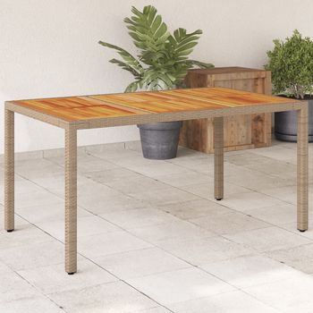 vidaXL Mesa de jardín ratán PE y madera acacia beige 150x90x75 cm